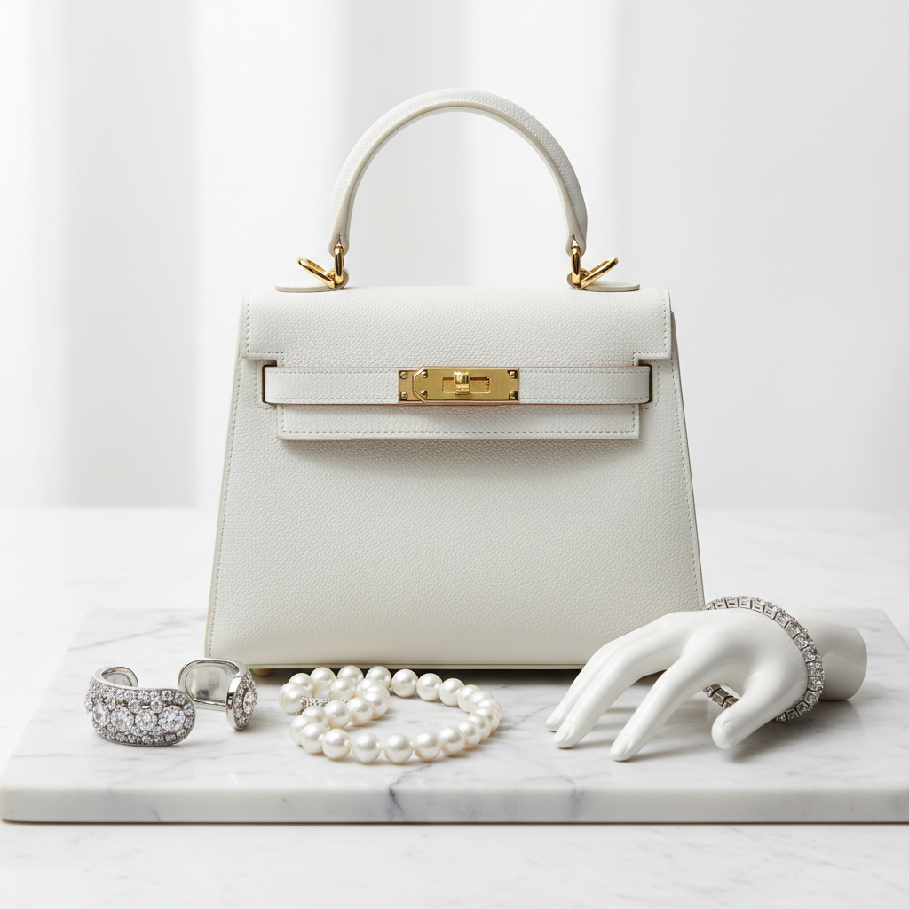 Luxury Handbag with Platinum White Gold Jewelry