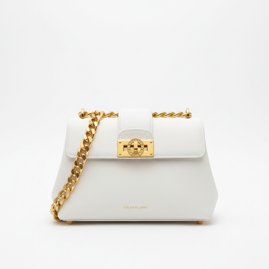 Luxury Italian leather handbag with gold hardware