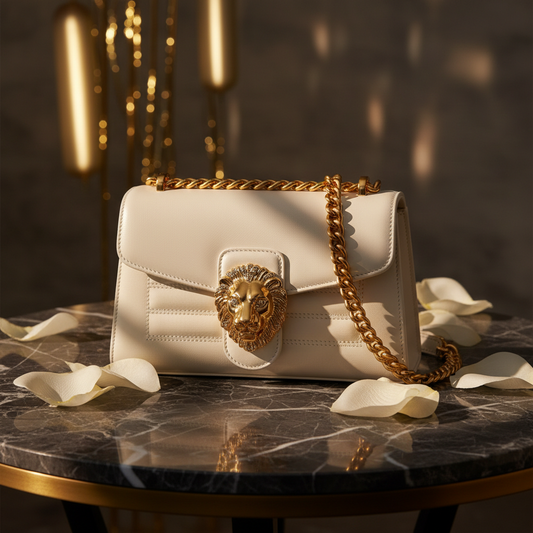 Luxury Gold & White Handbag