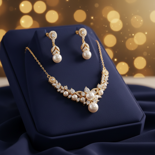 Luxury Gold & White Jewelry Set